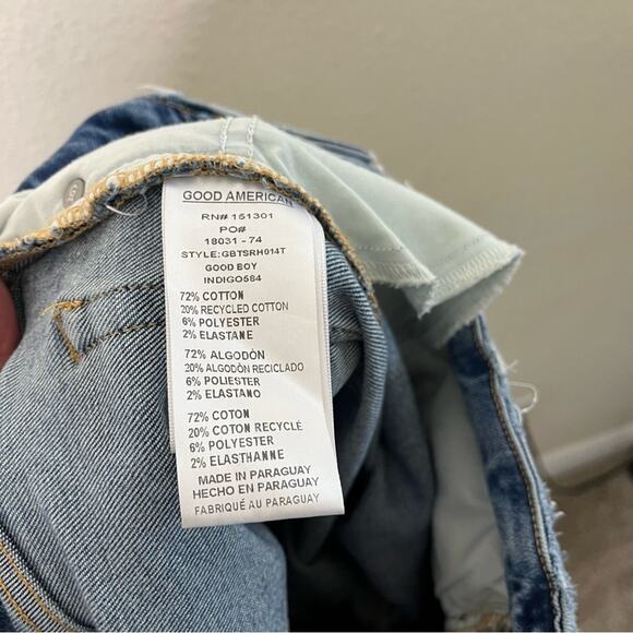 Good American Good Boy Twisted Slit Raw Hem Jeans Indigo584 Womens Size 6 / 28 - Picture 6 of 7